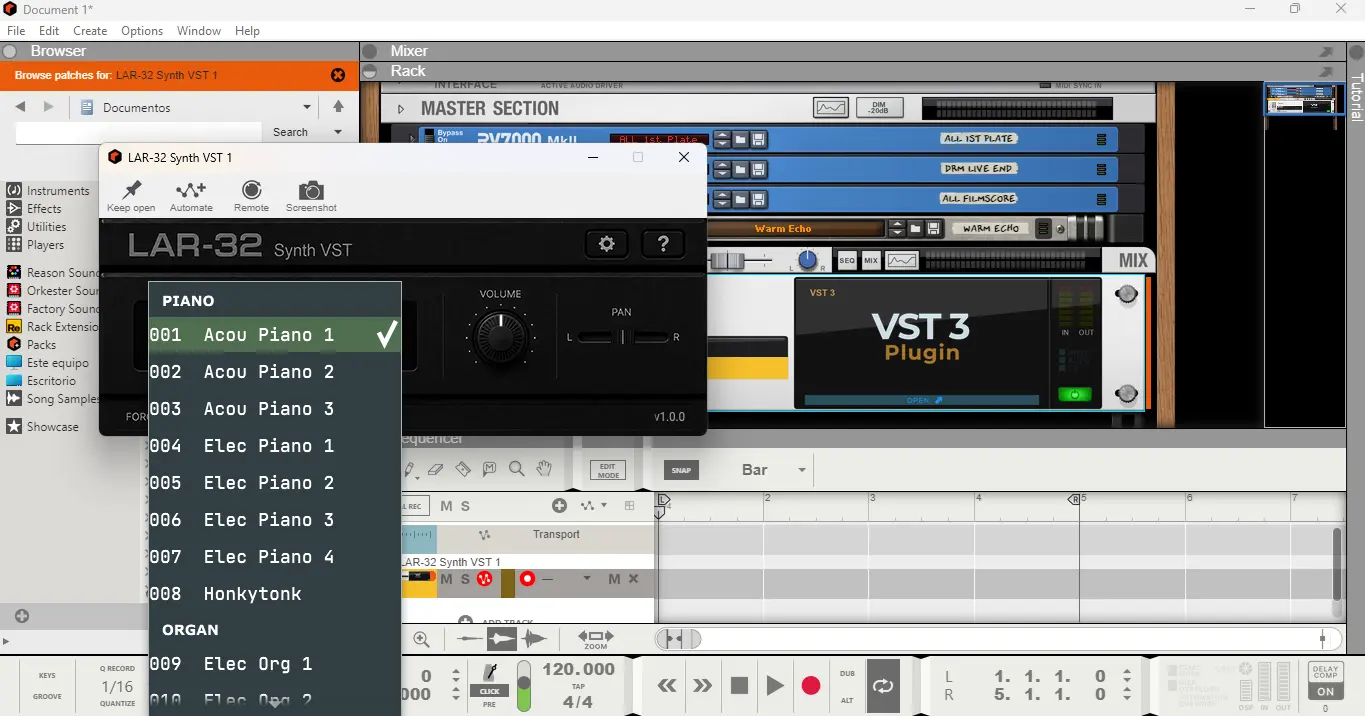 LAR-32 Synth VST preset tone browser